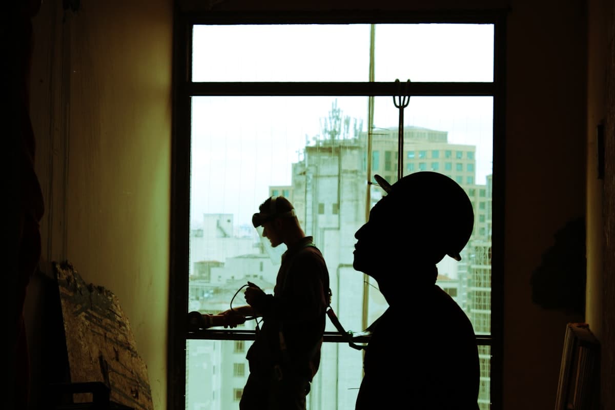 Construction site with excavator